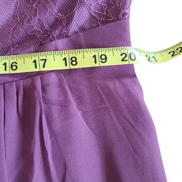 Purple Lace & Chiffon Short Sleeve Formal Dress Womens Fit & Flare Style NWT - Picture 9 of 13